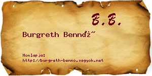 Burgreth Bennó névjegykártya